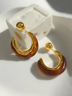 Retro Hoop Stud Earrings