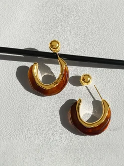 Retro Hoop Stud Earrings