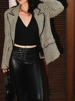 Retro Lapel Button Blazer