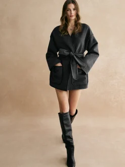 Retro Piping Belted Cinched Jacket
