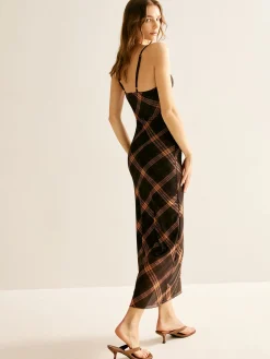 Retro Plaid Mesh Cami Dress
