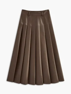 Retro Pleated PU Leather Skirt