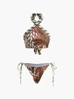Retro Print Halter Bikini Set