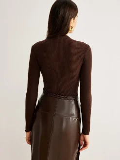 Retro Wool-Blend Panel Slim Sweater