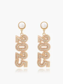 Rhinestone 2025 New Year Drop Earrings