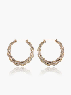 Rhinestone Bamboo Hoop Earrings