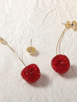 Rhinestone Cherry Stud Earrings
