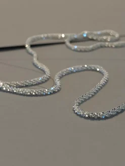 Rhinestone Decor Silver Plated Necklace