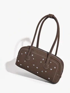 Rhinestone Decor Top Handle Bag