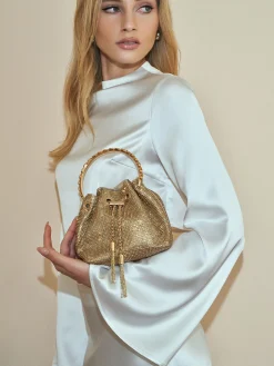 Rhinestone Drawstring Handbag