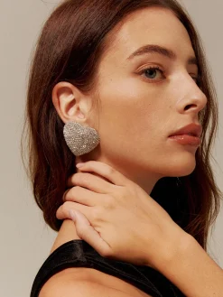 Rhinestone Heart Stud Earrings