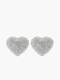 Rhinestone Heart Stud Earrings