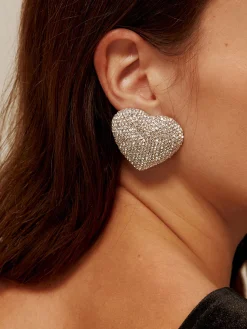 Rhinestone Heart Stud Earrings