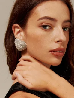 Rhinestone Heart Stud Earrings