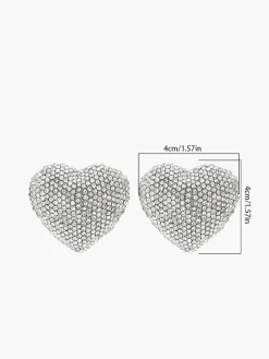 Rhinestone Heart Stud Earrings