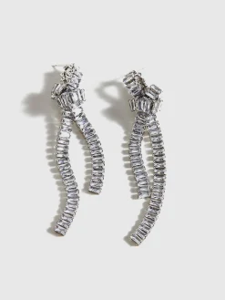 Rhinestone Knotted Tassel Earrings