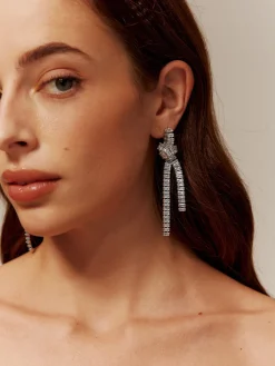 Rhinestone Knotted Tassel Earrings