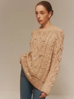 Rhinestone Pullover Twist Sweater