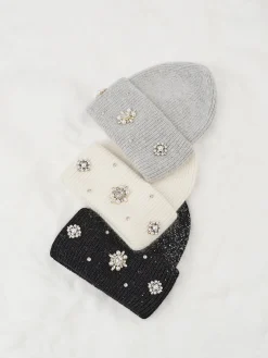 Rhinestone Rabbit Fur Beanie