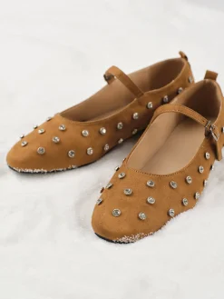 Rhinestone Suede Ballet Flats