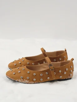 Rhinestone Suede Ballet Flats