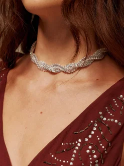 Rhinestone Twist Choker Necklace