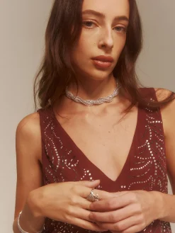Rhinestone Twist Choker Necklace
