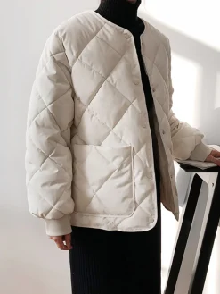 Rhombic Button Down Winter Coat