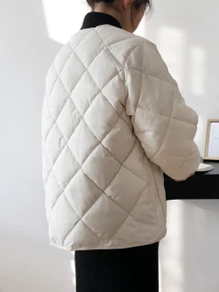 Rhombic Button Down Winter Coat