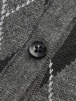 Rhombic Pattern Belted Button Cardigan