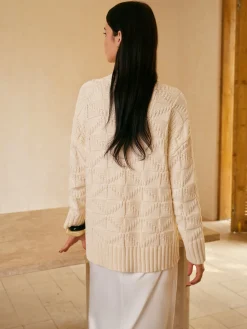 Rhombic-Pattern Sweater Without Belt