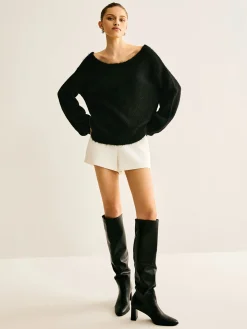 Ribbed Bow Loose Sweater