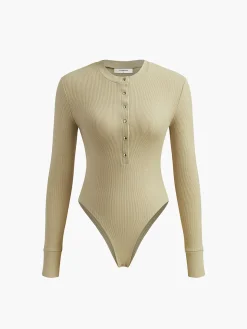 Ribbed Button Down Bodysuit