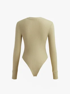 Ribbed Button Down Bodysuit