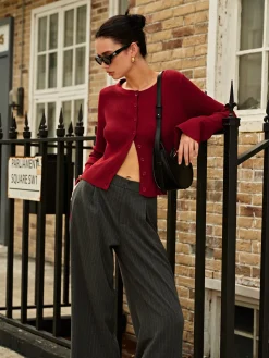 Ribbed Button Down Thin Cardigan