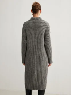 Ribbed Button Knit Long Outerwear