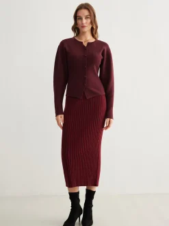 Ribbed Button Slit Sweater