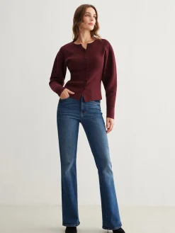 Ribbed Button Slit Sweater