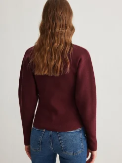 Ribbed Button Slit Sweater