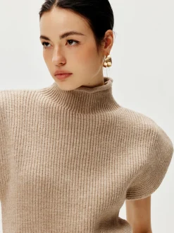 Ribbed Cap Sleeve Warm Sweater