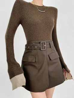 Ribbed Contrast Cuff Sweater