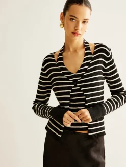 Ribbed Contrast Striped Sweater Co-ords