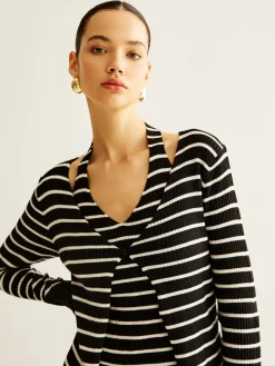 Ribbed Contrast Striped Sweater Co-ords