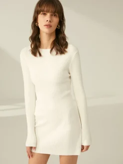 Ribbed Crewneck Sweater Dress