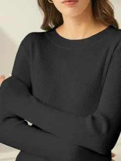 Ribbed Crewneck Sweater Dress
