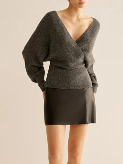 Ribbed Criss Cross Cinched Sweater