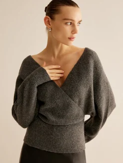 Ribbed Criss Cross Cinched Sweater