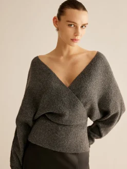 Ribbed Criss Cross Cinched Sweater