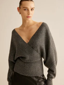 Ribbed Criss Cross Cinched Sweater