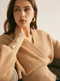 Ribbed Criss Cross Cinched Sweater